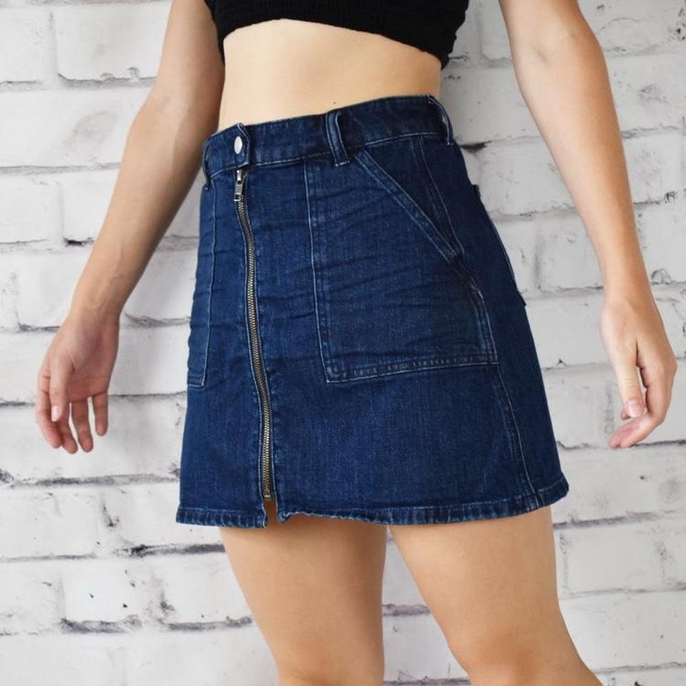 Women’s Madewell Denim Full Zipper Jean Mini Skirt Size 31